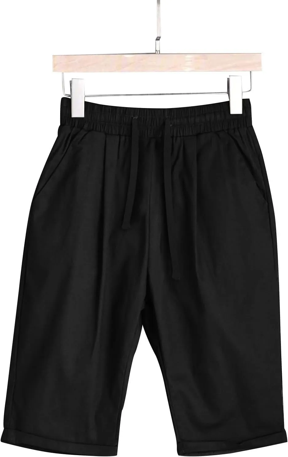 Bermuda Shorts for Women Cotton Linen Drawstring Summer Elastic High Waisted Shorts Loose Comfy Beach Trendy Shorts