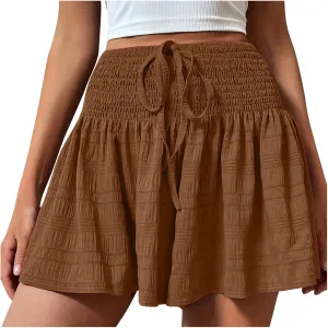 Fashion Flowy Shorts for Women High Waisted Wide Leg Shorts Ruffle Hem Flared Flowy Shorts 2024 Dressy Summer Shorts