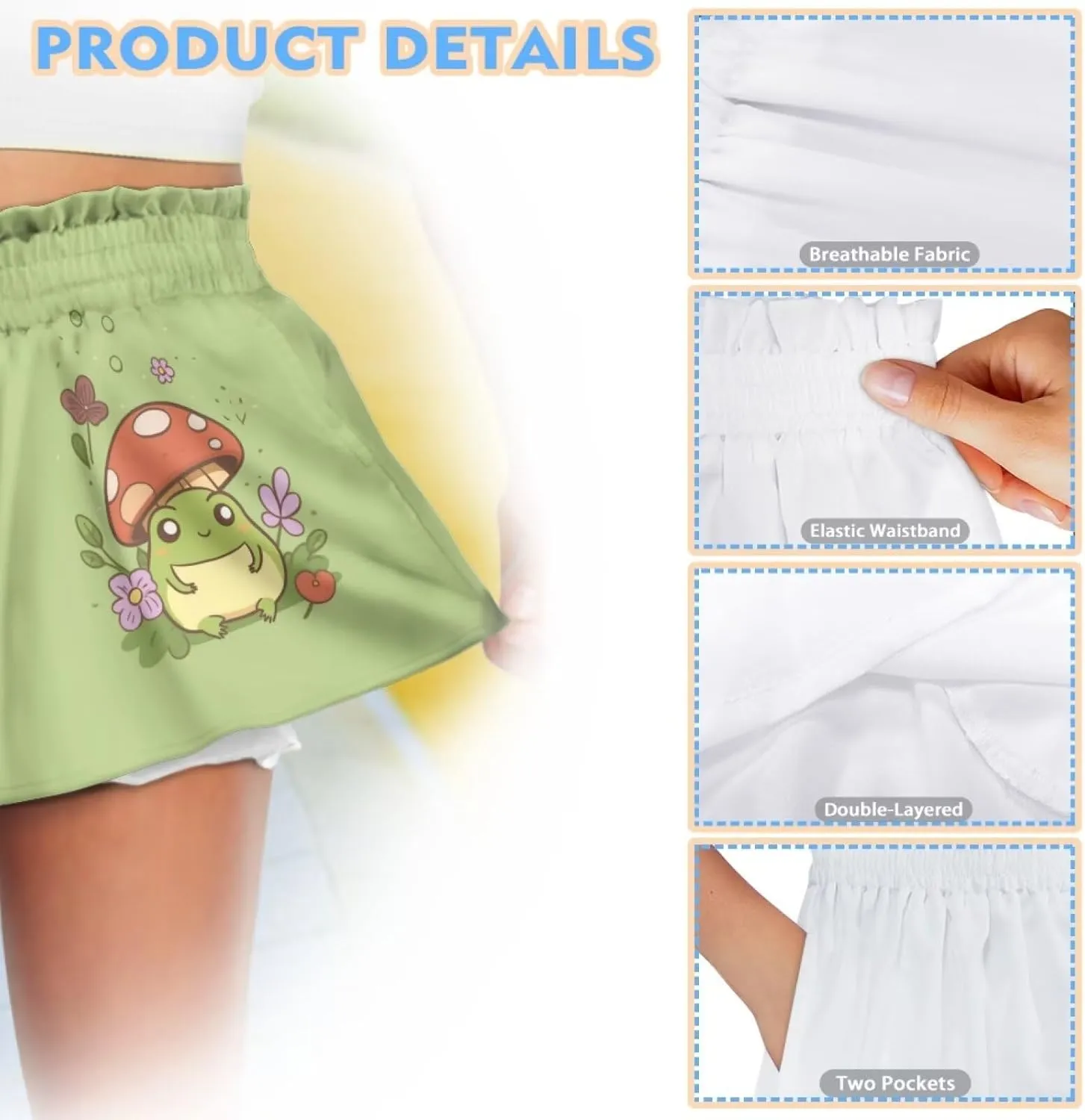 Girls Athletic Shorts with Pockets Casual Running Kids Elastic Tennis Shorts 1-16 Years Old