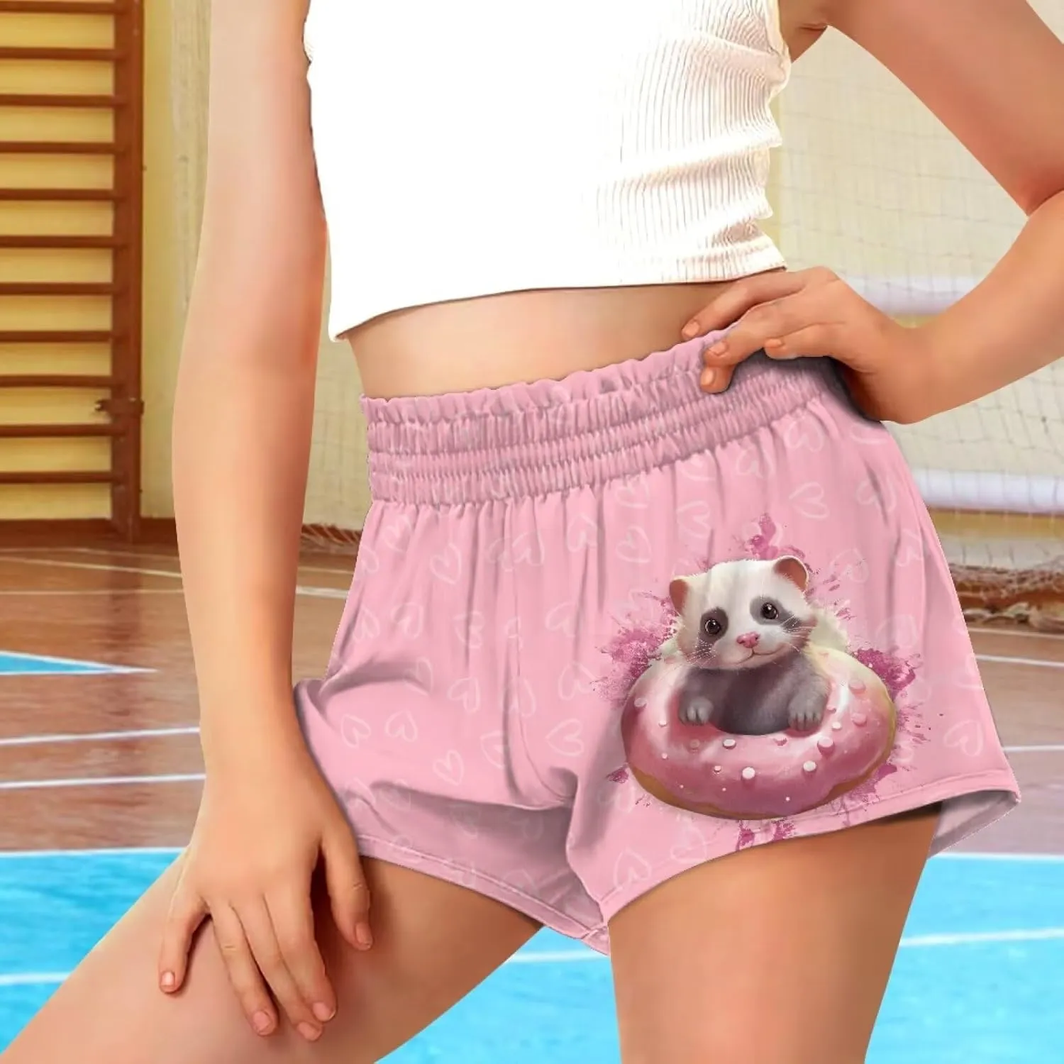 Girls Athletic Shorts with Pockets Casual Running Kids Elastic Tennis Shorts 1-16 Years Old