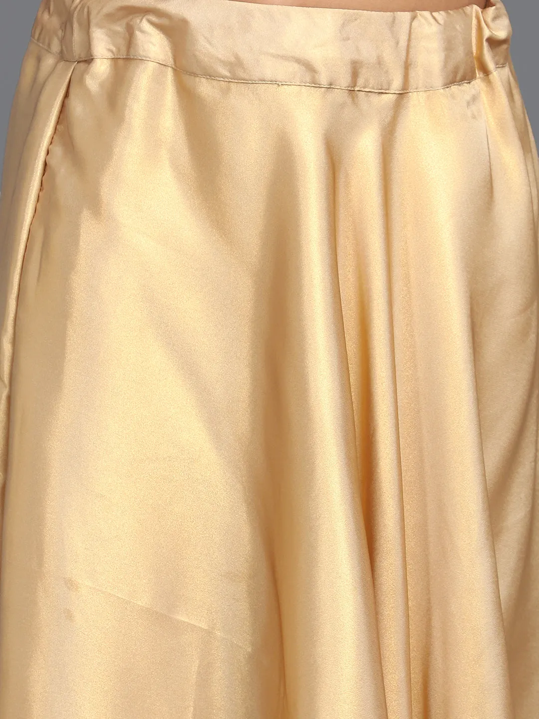 Girl's Gold Solid Flared Skirt - Aks Girls