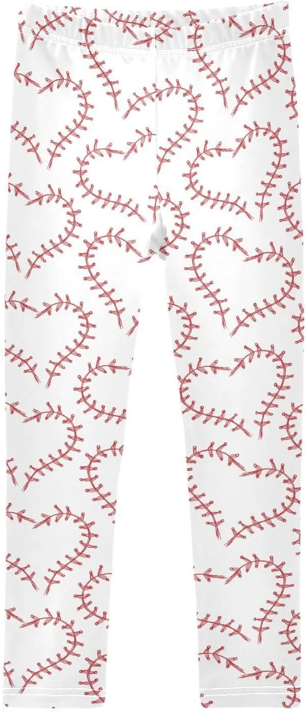 Girls' Leggings Girls Stretch Leggings White Baseball Heart Ball Children's Yoga Pants Clothes Kids Dance Tights Place