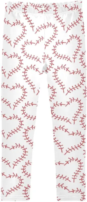 Girls' Leggings Girls Stretch Leggings White Baseball Heart Ball Children's Yoga Pants Clothes Kids Dance Tights Place