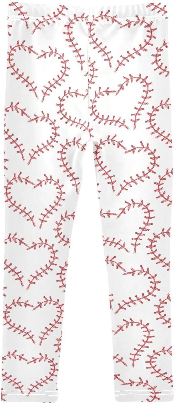 Girls' Leggings Girls Stretch Leggings White Baseball Heart Ball Children's Yoga Pants Clothes Kids Dance Tights Place