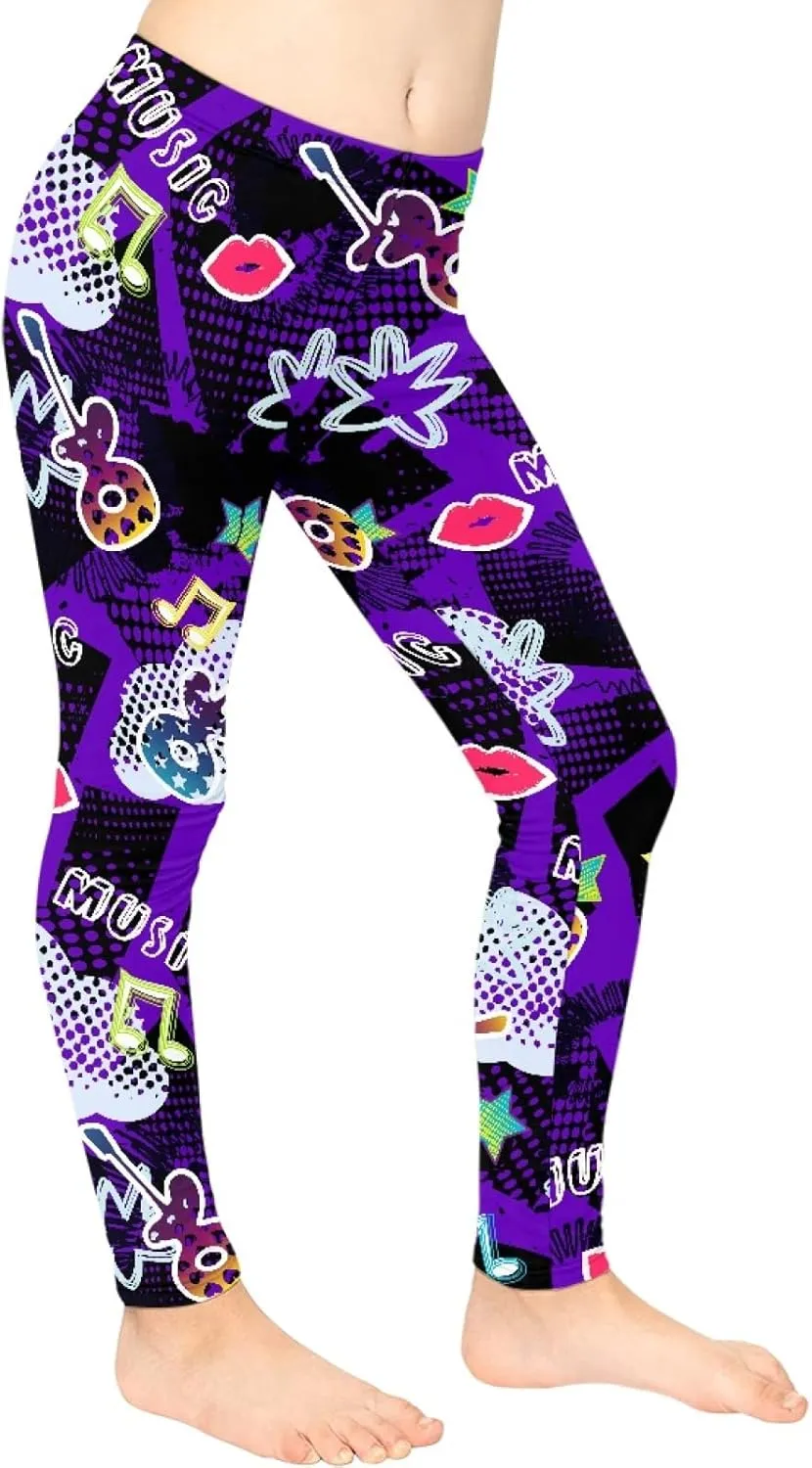GLUDEAR Girls Love Graffiti Graphic Printed Ankle Length Stretch Leggings Yoga Pants