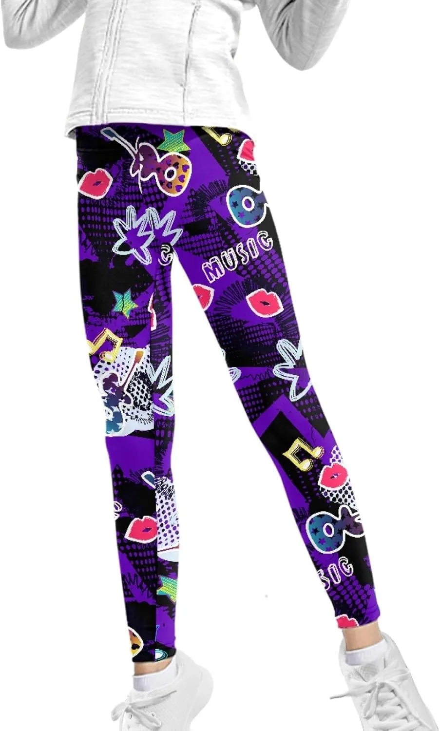 GLUDEAR Girls Love Graffiti Graphic Printed Ankle Length Stretch Leggings Yoga Pants