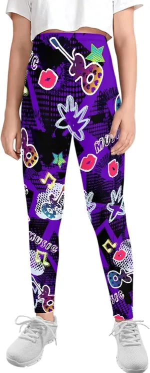 GLUDEAR Girls Love Graffiti Graphic Printed Ankle Length Stretch Leggings Yoga Pants