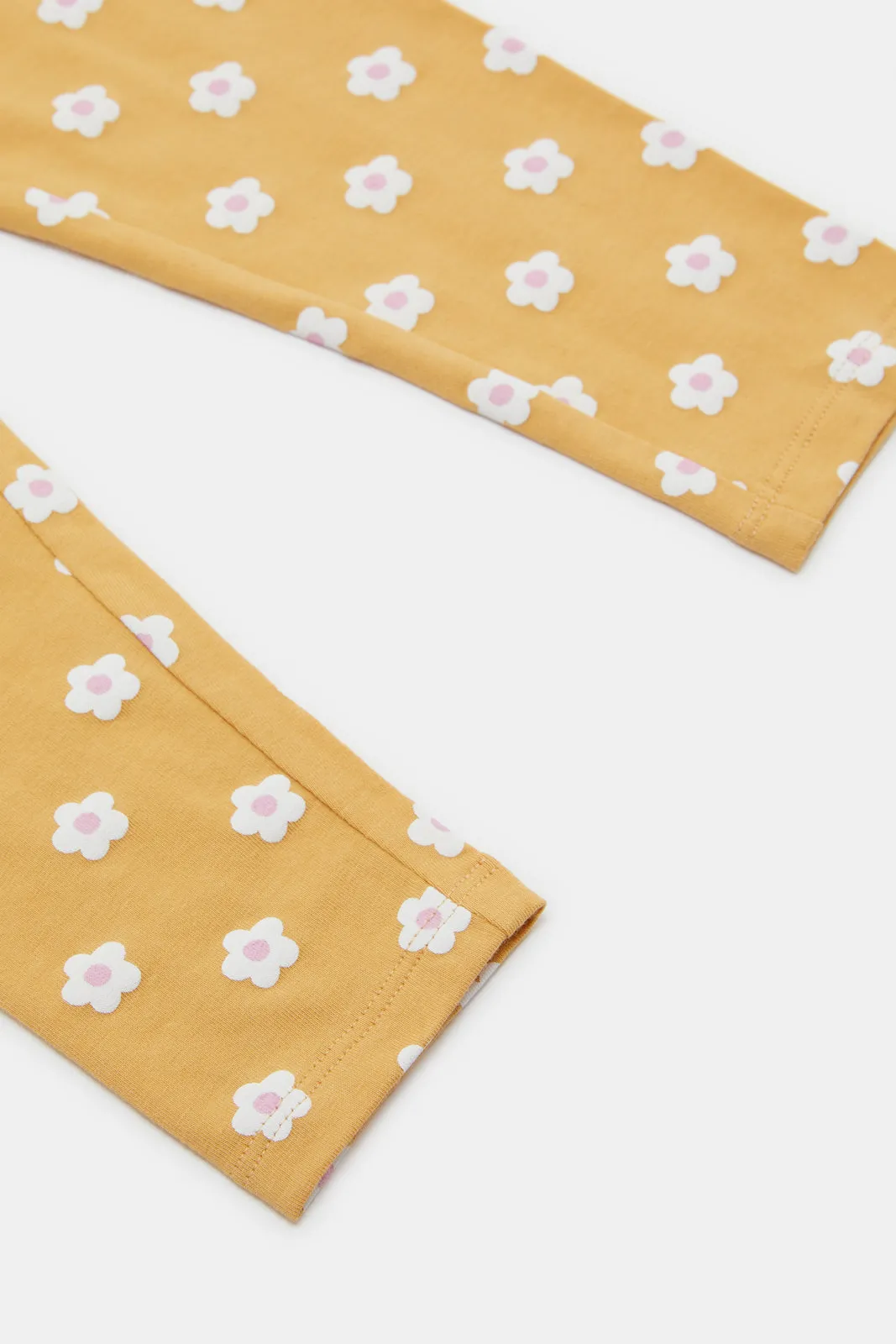 Infant Girls Mustard Floral Printed Leggings