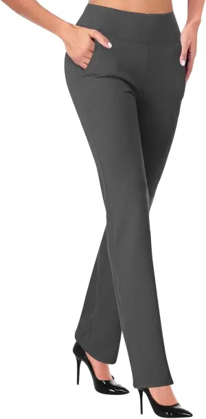 Kubbon Dress Pants Women High Waisted Stretch Yoga Pants Casual Office Work Pants Dressy Straight Leg Business Trousers