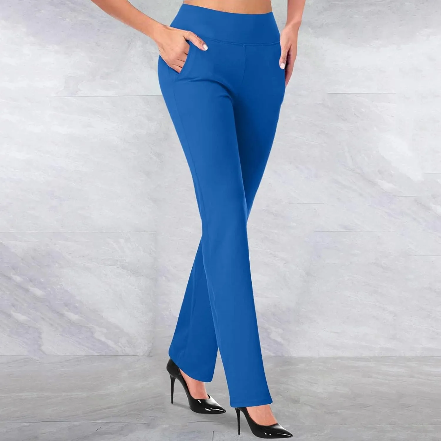 Kubbon Dress Pants Women High Waisted Stretch Yoga Pants Casual Office Work Pants Dressy Straight Leg Business Trousers