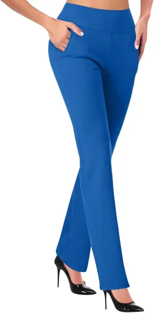 Kubbon Dress Pants Women High Waisted Stretch Yoga Pants Casual Office Work Pants Dressy Straight Leg Business Trousers