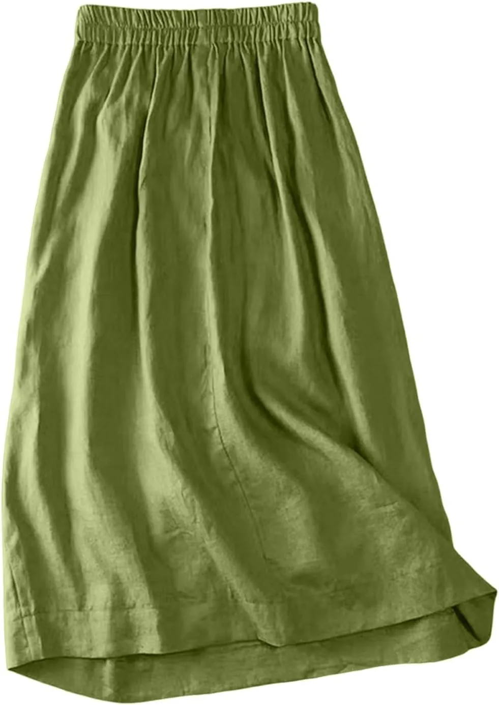 Linen Midi Skirt Womens Skirts 2025 Beach High Waisted Midi Skirt with Pockets Button Flowy A Line Boho Summer Skirts