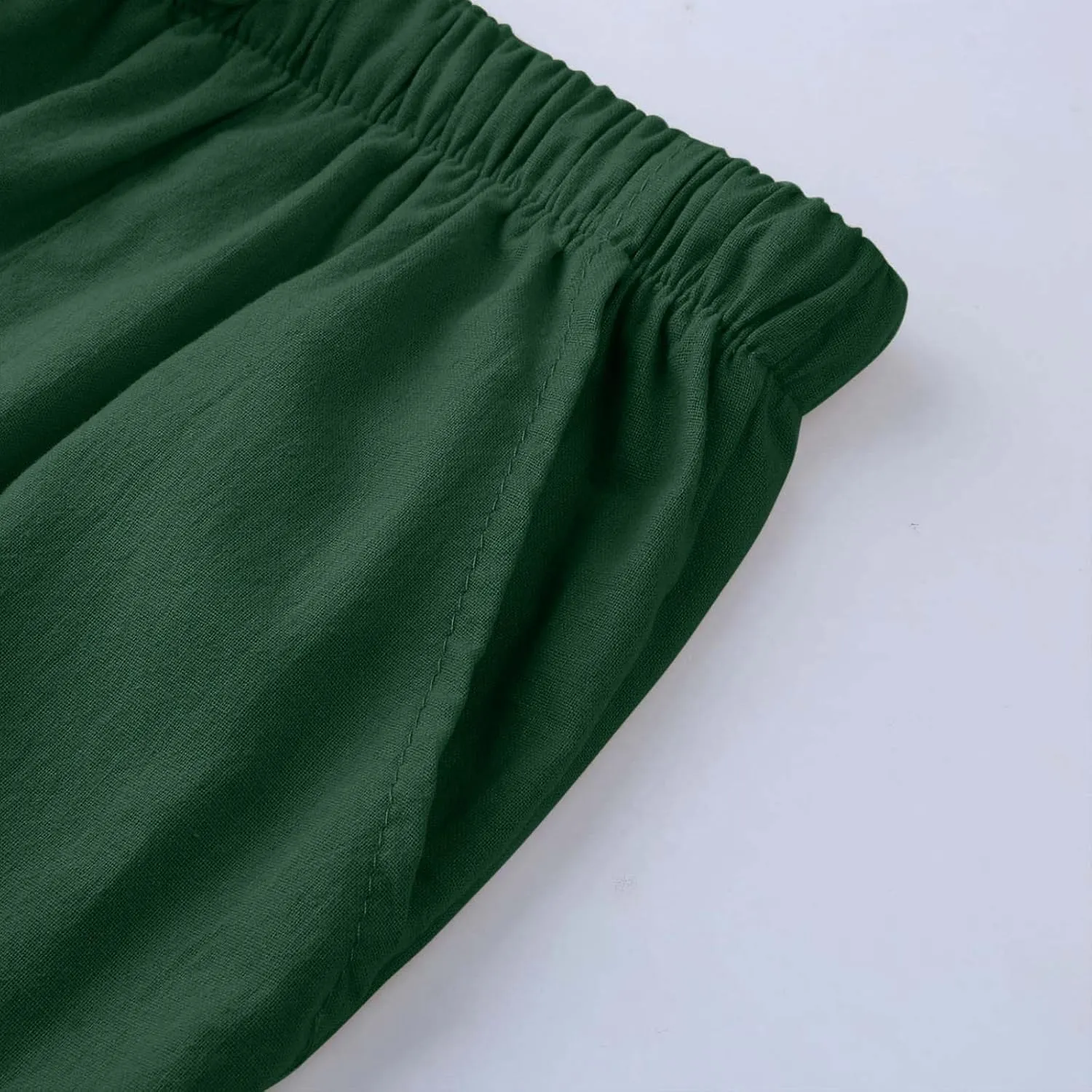 Men's Casual Linen Pants Drawstring Elastic Waist Summer Beach Pants Yoga Workout Trousers with Pockets