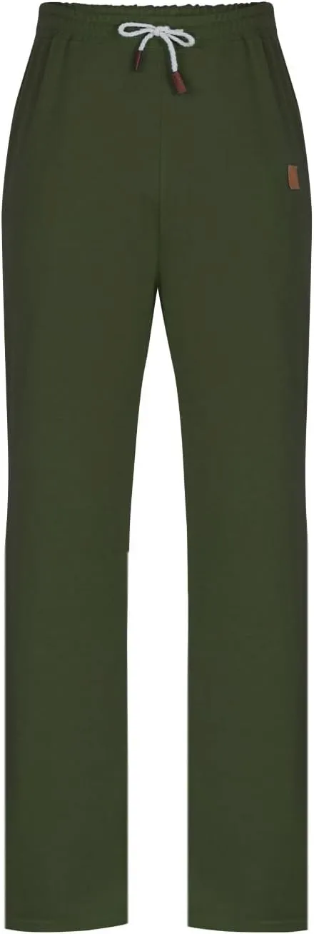 Mens Fleece Lined Sweatpants Casual Open Bottom Joggers Drawstring Elastic Waist Athletic Pants with Pockets