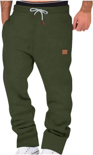 Mens Fleece Lined Sweatpants Casual Open Bottom Joggers Drawstring Elastic Waist Athletic Pants with Pockets