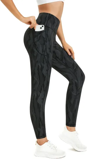 Neonysweets Womens Printed Tummy Control Yoga Workout Leggings Pocket