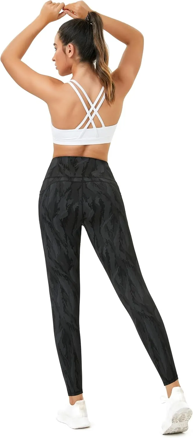 Neonysweets Womens Printed Tummy Control Yoga Workout Leggings Pocket