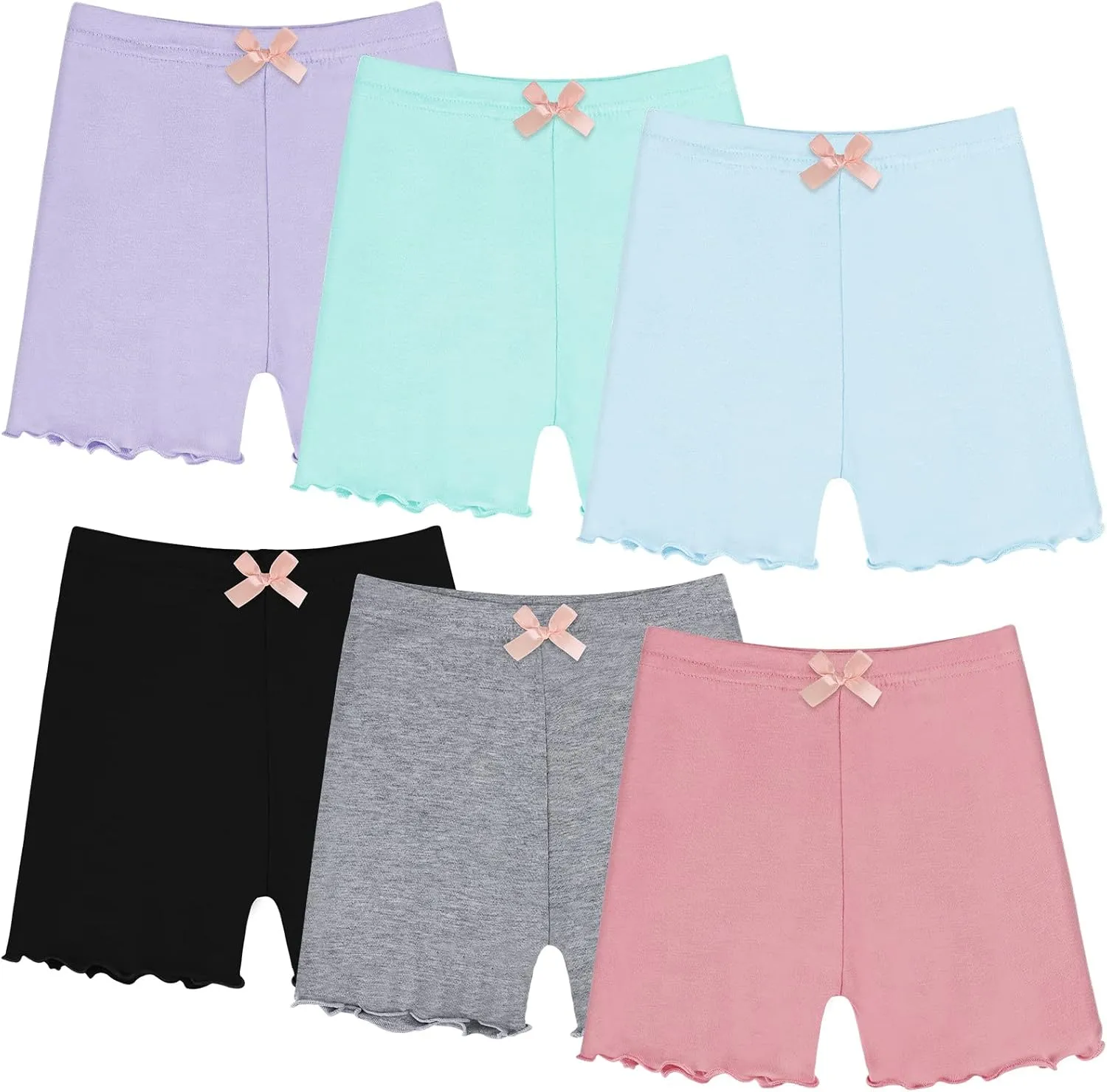Ruisita 6 Packs Toddler and Girls Ruffled Shorts Kids Bike Cartwheel Shorts Under Dress Dance Short