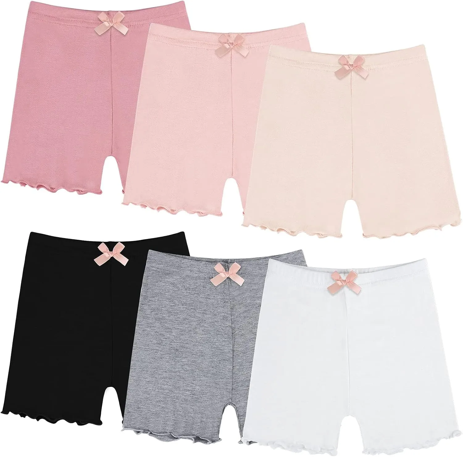 Ruisita 6 Packs Toddler and Girls Ruffled Shorts Kids Bike Cartwheel Shorts Under Dress Dance Short