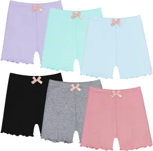 Ruisita 6 Packs Toddler and Girls Ruffled Shorts Kids Bike Cartwheel Shorts Under Dress Dance Short