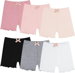 Ruisita 6 Packs Toddler and Girls Ruffled Shorts Kids Bike Cartwheel Shorts Under Dress Dance Short