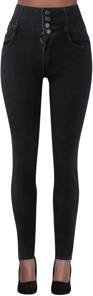 Slimming Jeans for Women Stretch Pull-On Jean Leggings with Pockets Regular Curvy Fit Printed Denim Leggings with Pocket
