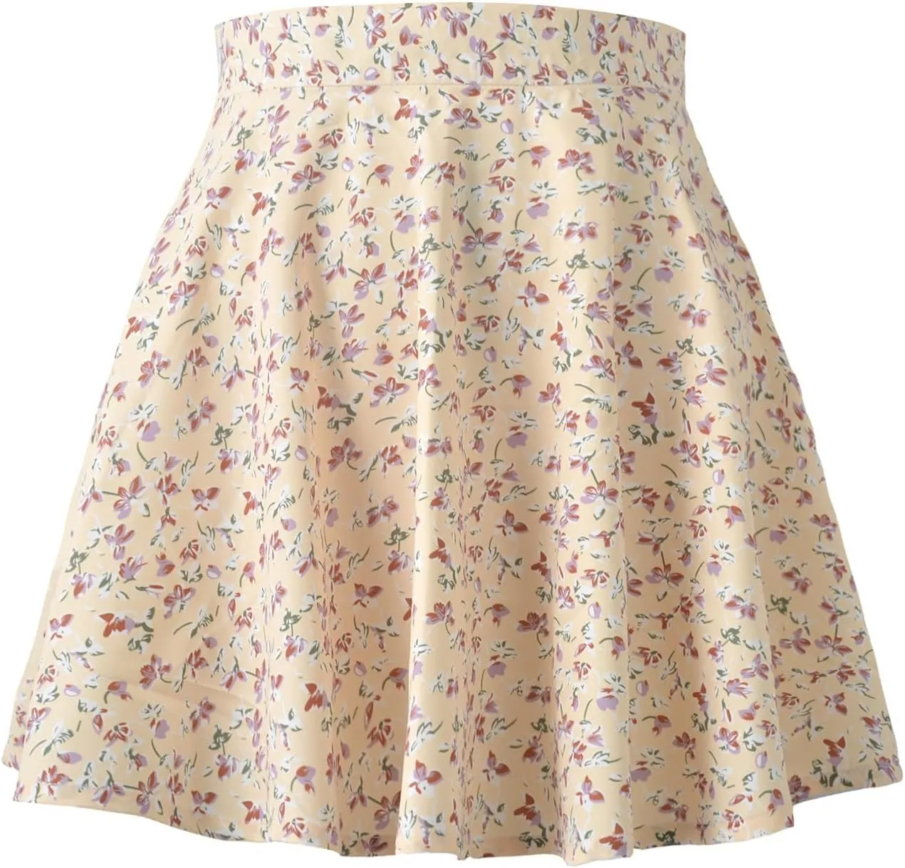 Women Boho Cute Mini Skirt Zip Up High Waist Flowy A-Line Skirts Summer Fashion Versatile Casual Flared Skater Skirt