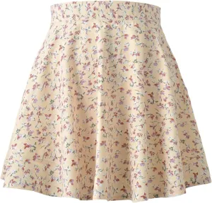 Women Boho Cute Mini Skirt Zip Up High Waist Flowy A-Line Skirts Summer Fashion Versatile Casual Flared Skater Skirt