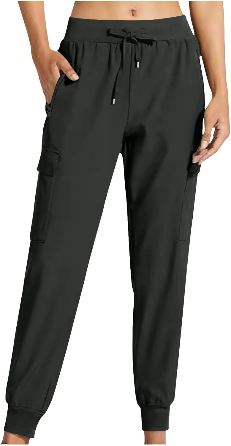 Women's Cargo Joggers Lightweight Quick Dry Hiking Pants Athletic Lounge Casual Travel Petite/Regular/Tall