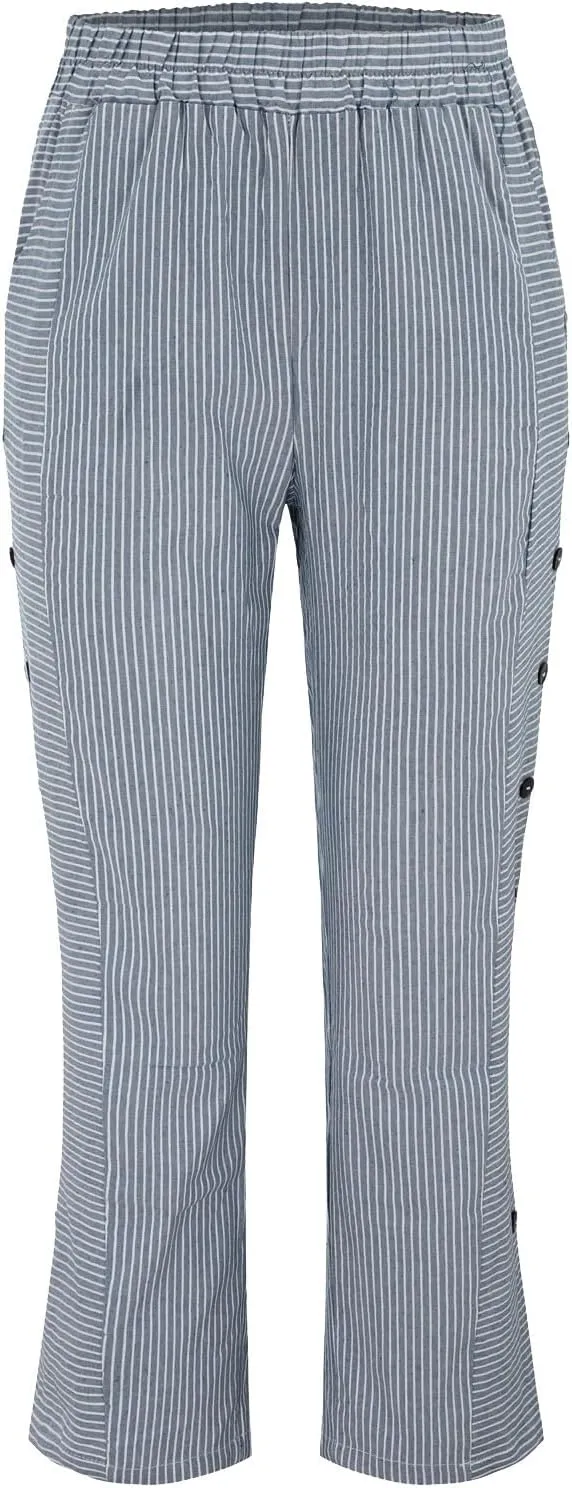 Womens Linen Pants with Pockets Loose Elastic High Waisted Comfy Beach Trousers Retro Summer Lightweight Casual Pants